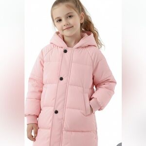 PATPAT Girls Puffer Jacket Size 7-8 Years Pink Hooded Lightweight coat/352-3